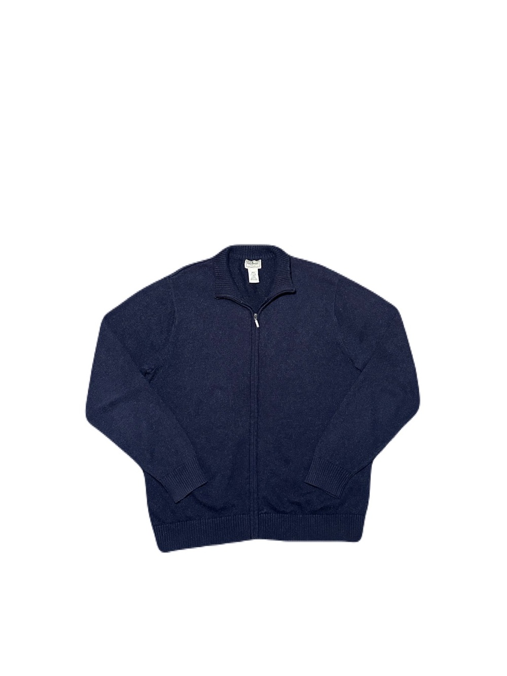 LL Bean Mens Cotton Cashmere Full Zip Cardigan Sweater Blue large